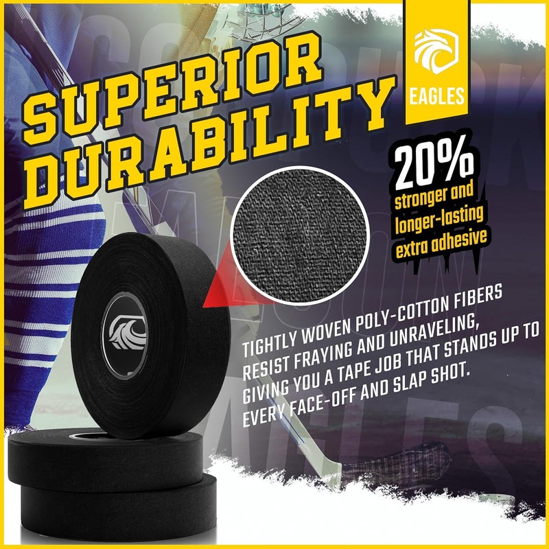 Eagle's Hockey Tape Multipurpose Cloth Tape Roll for Lacrosse Baseball & Softball Bats, Rackets, Pullup Bars, Gardening Tools, Sports Gift Perfect for Wrist, Ankle, Foot, Knee and Hand Taping - Image 3